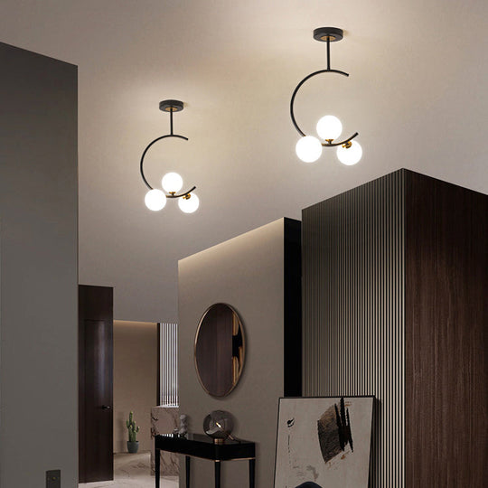 Simplicity Chandelier - Opaline Glass Hanging Lamp With C Arm For Bedroom