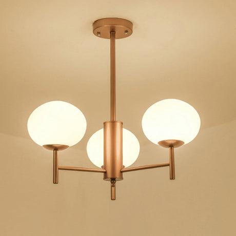 Postmodern Cream Glass Oval Ceiling Chandelier Stylish Living Room Suspension Light Fixture 3 / Gold