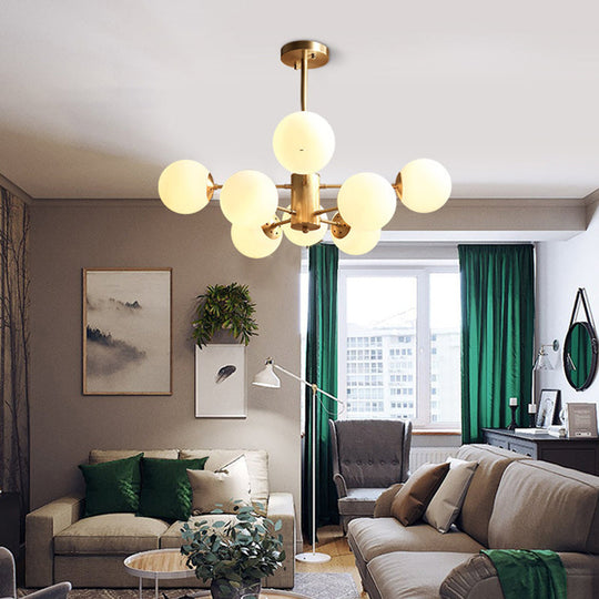 Postmodern Radial Ball Glass Chandelier - Stylish Ceiling Light For Dining Room 8 / Gold