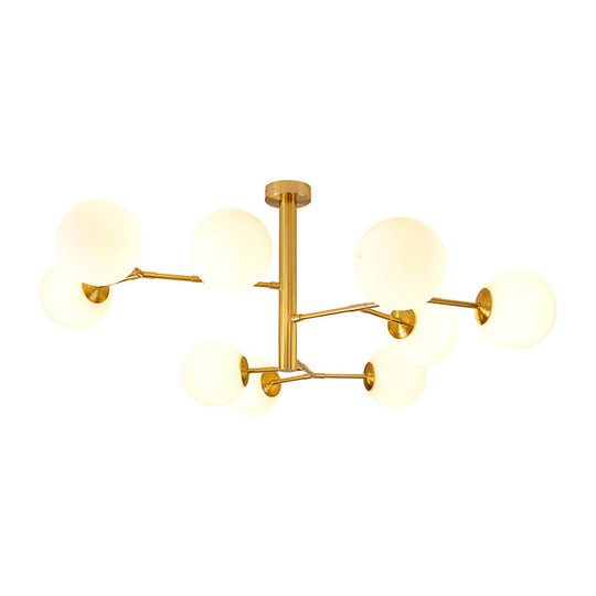 Milk Glass Ball Chandelier With Hand-Blown Simplicity For Living Room Lighting