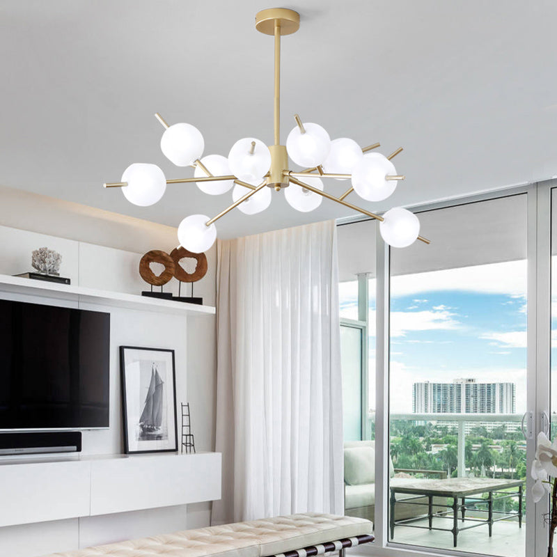 Modern Opal Frosted Glass Ceiling Chandelier Light - Modos Suspension Lamp For Living Room