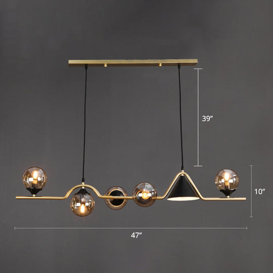 Ivory Glass Island Pendant Light: Geometric Contemporary Hanging Fixture For Restaurants 6 / Gold