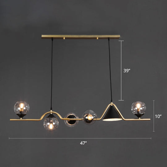 Ivory Glass Island Pendant Light: Geometric Contemporary Hanging Fixture For Restaurants 6 / Gold