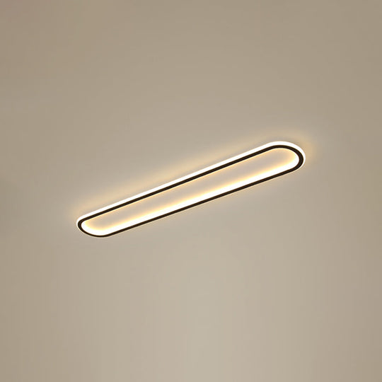 Minimalist Black Led Flush Mount Ceiling Light For Corridor With Acrylic Oblong Shape / 16’