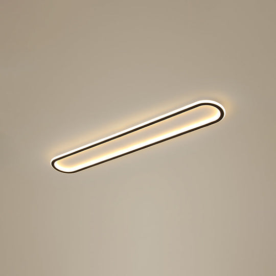 Minimalist Black Led Flush Mount Ceiling Light For Corridor With Acrylic Oblong Shape / 23.5’