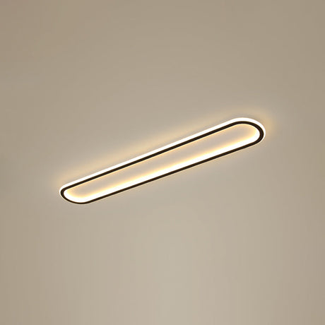 Minimalist Black Led Flush Mount Ceiling Light For Corridor With Acrylic Oblong Shape / 23.5