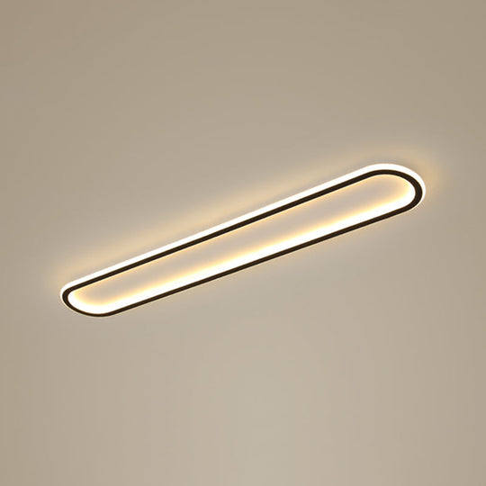 Minimalist Black Led Flush Mount Ceiling Light For Corridor With Acrylic Oblong Shape / 47’