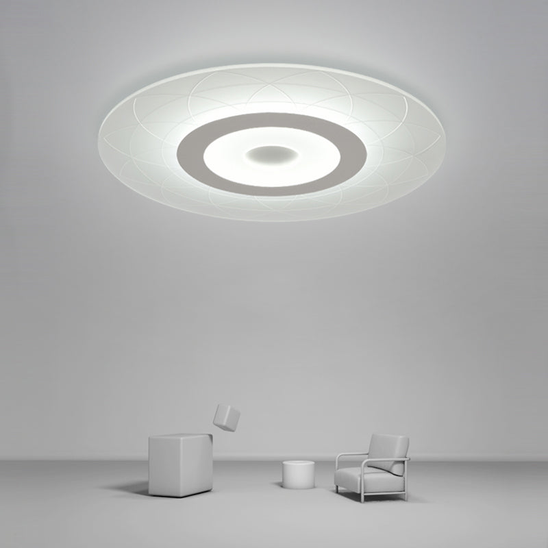 Ultrathin Flush Ceiling Light With Floral Pattern - Led Acrylic Fixture White / 16.5