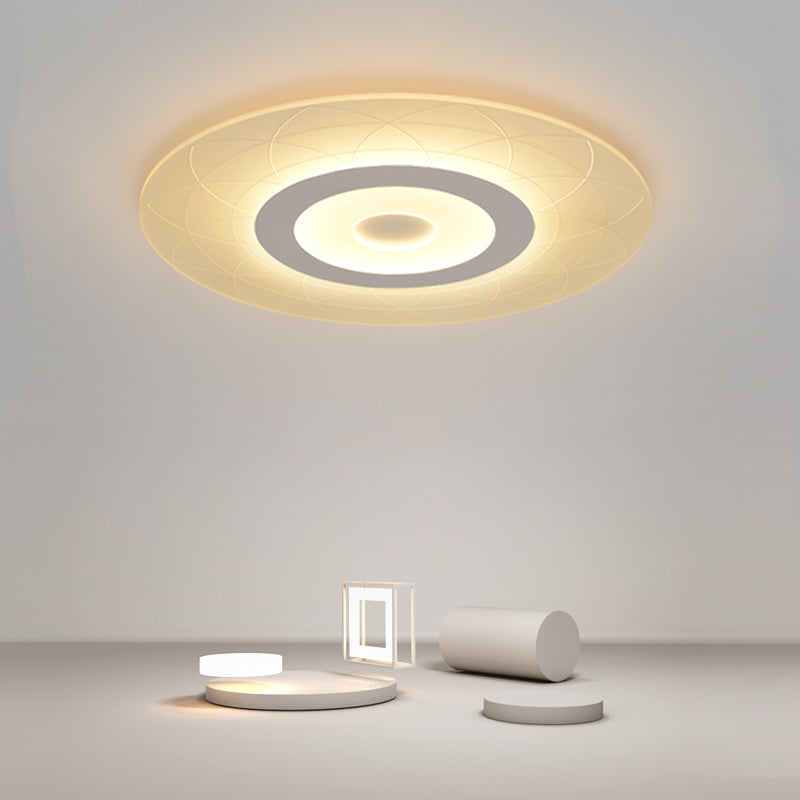 Ultrathin Flush Ceiling Light With Floral Pattern - Led Acrylic Fixture White / 16.5 Third Gear