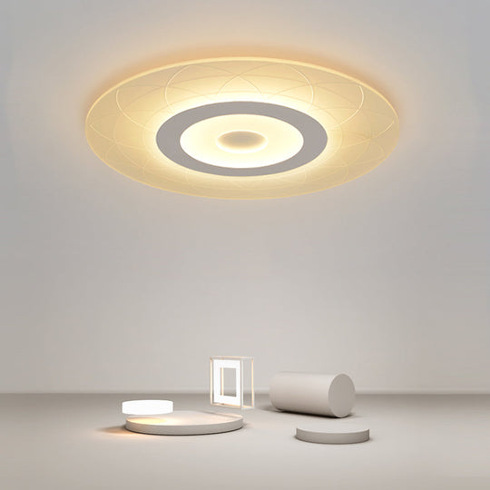 Ultrathin Flush Ceiling Light With Floral Pattern - Led Acrylic Fixture White / 16.5’ Third Gear