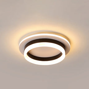 Compact Metal Led Flush Mount Ceiling Light With Acrylic Diffuser - Minimalist Design Black - White