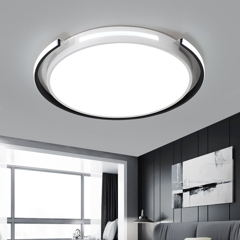 Plafonnier rond noir et blanc avec abat-jour en acrylique - Lampe encastrée à LED Minimalism