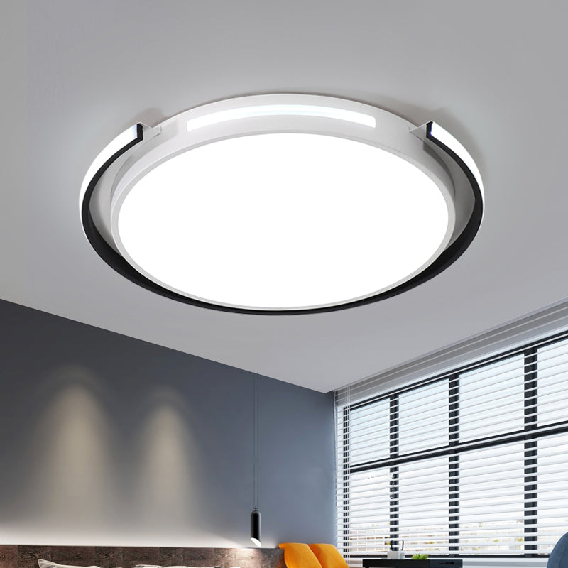Plafonnier rond noir et blanc avec abat-jour en acrylique - Lampe encastrée à LED Minimalism
