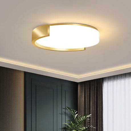 Nordic Gold Flush Mount Ceiling Light With Acrylic Shade / 21.5’ Warm