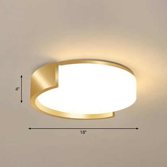 Nordic Gold Flush Mount Ceiling Light With Acrylic Shade / 18’ Warm