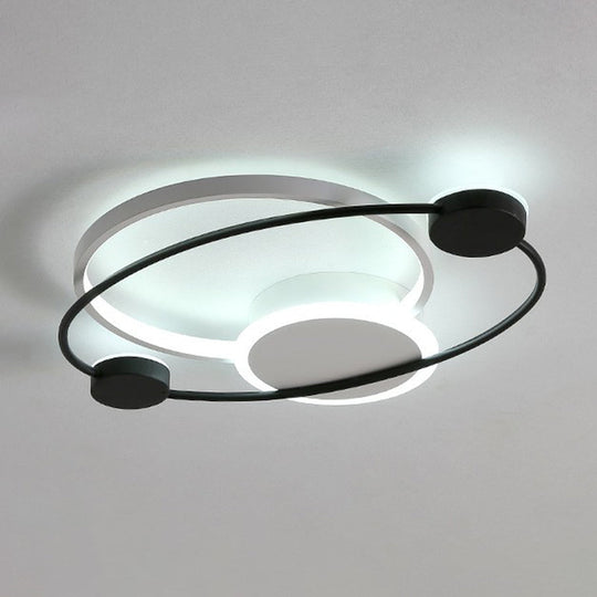 Orbit Acrylic Led Ceiling Light - Simple Flush Mount For Bedroom Black / Small White