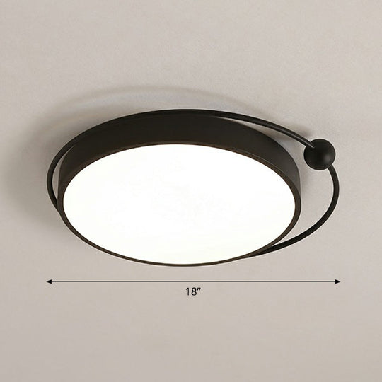 Round Led Ceiling Mounted Light: Modern Nordic Metal Bedroom Flush Fixture In Black-White / Circle