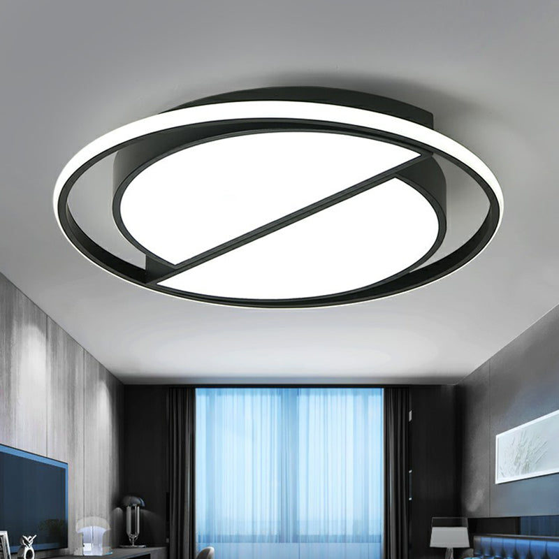 Minimalist Black Led Acrylic Flush Ceiling Lamp - Stylish Flushmount For Living Room