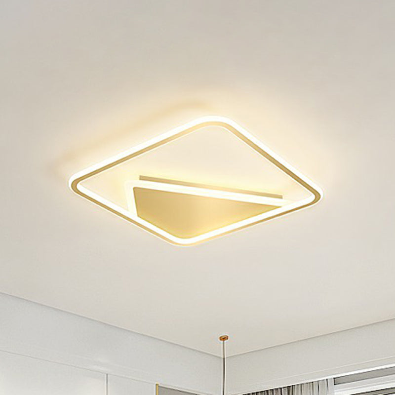 Gold Ultrathin Led Flush Mount Ceiling Fixture - Sleek Metal Flush - Mounted Light For Bedrooms