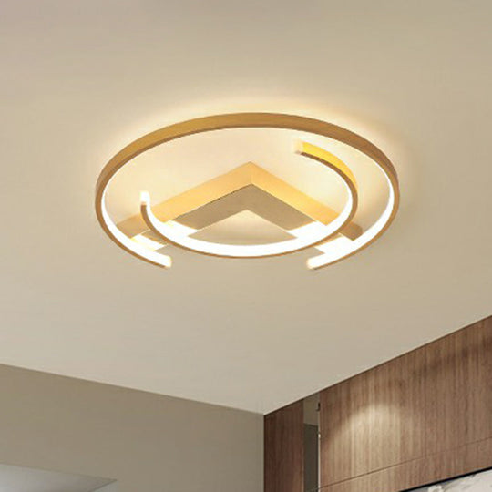 Gold Led Ceiling Flush Light With V And C Shaped Mount Design Acrylic Shade