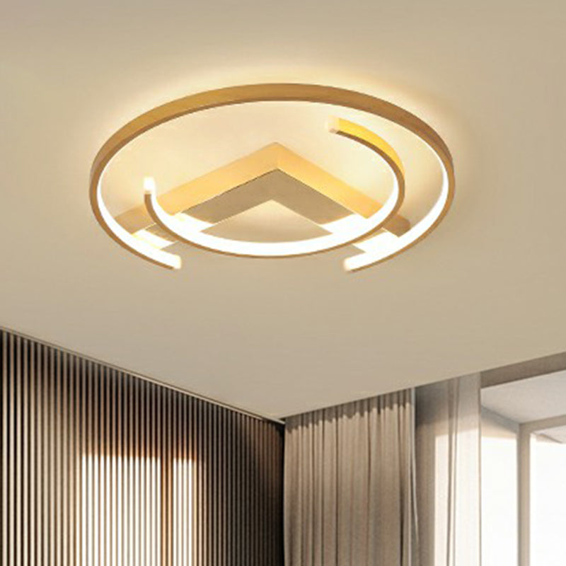 Gold Led Ceiling Flush Light With V And C Shaped Mount Design Acrylic Shade