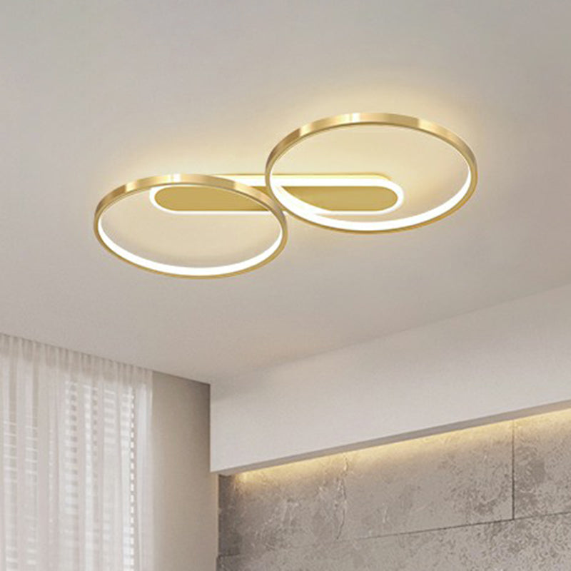 Minimalist Led Flush Mount Ceiling Light For Bedroom - Golden Circle Fixture