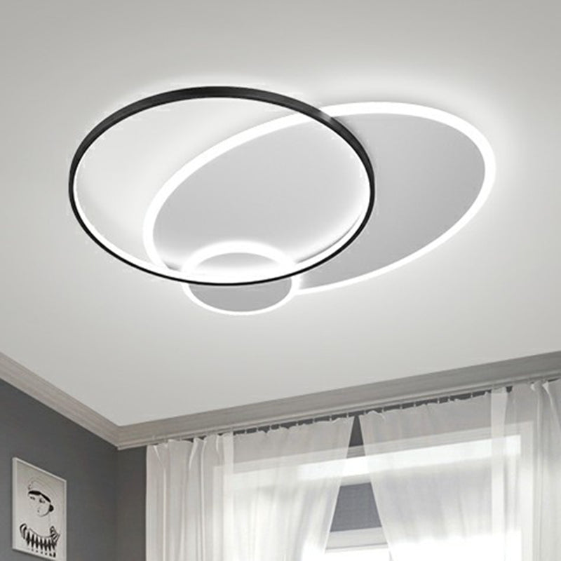 Modern 3 - Loop Led Flush Mount Ceiling Light For Living Room Black / 16’ White