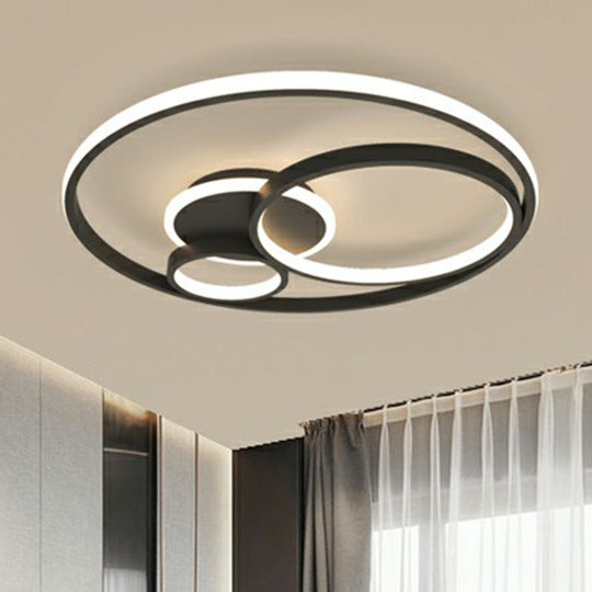 Sleek Black Acrylic Ring Led Flush Mount Ceiling Light For Bedrooms