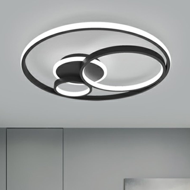 Sleek Black Acrylic Ring Led Flush Mount Ceiling Light For Bedrooms
