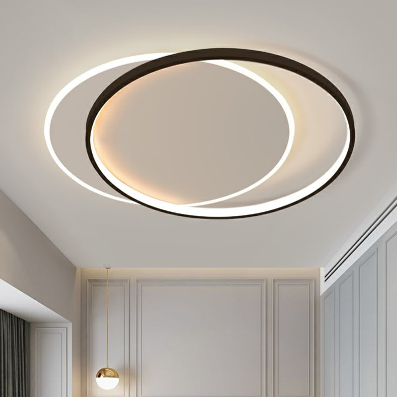 Circular Flush Light Fixture With Acrylic Shade In Black And White - Simplicity Led Ceiling Mount
