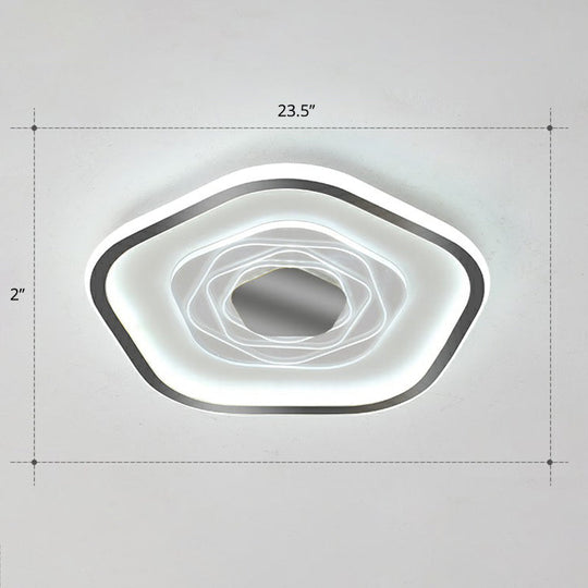 Minimalist Metal Led Flush Ceiling Light - Pentagonal Bedroom Fixture Black / 23.5’ White