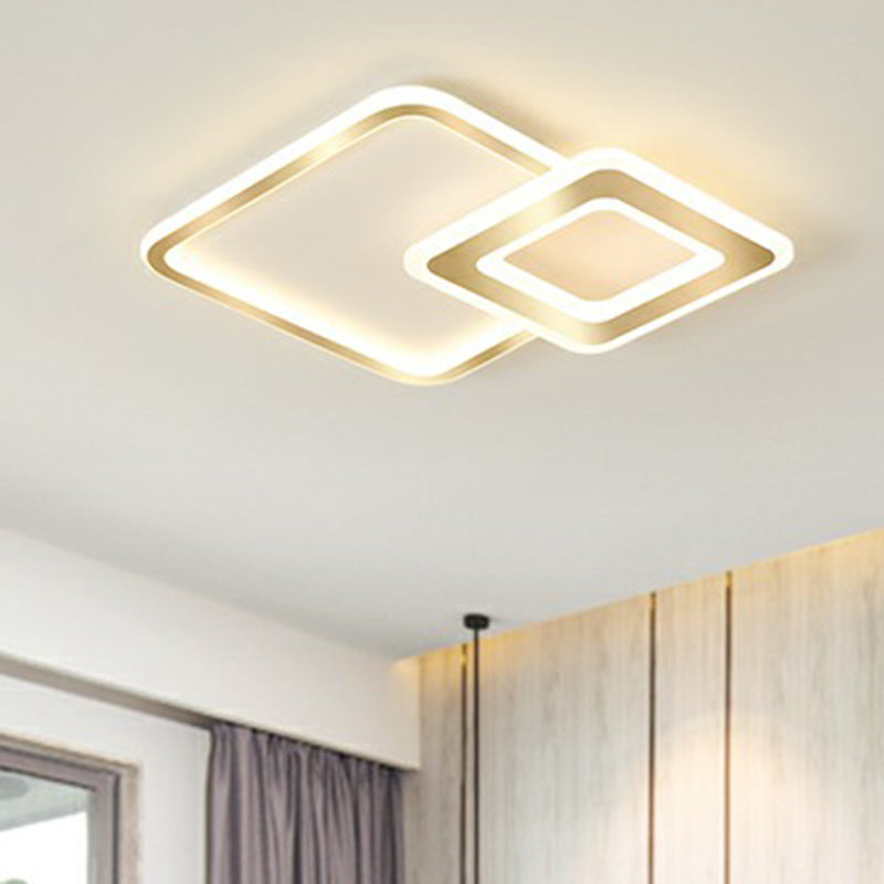 Minimalistic Golden Led Square Ceiling Light For Bedroom - Acrylic Flush Mount Fixture Gold / 18