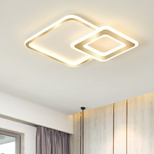 Minimalistic Golden Led Square Ceiling Light For Bedroom - Acrylic Flush Mount Fixture Gold / 18