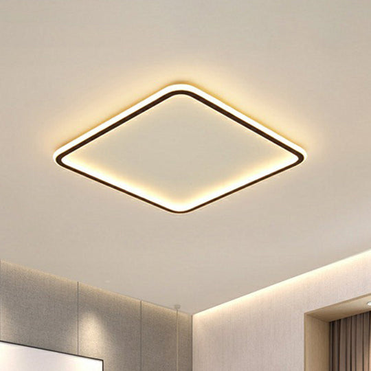 Minimalist Black Square Led Flush Ceiling Lamp - Ultrathin Acrylic Bedroom Light Fixture / 16’ Warm