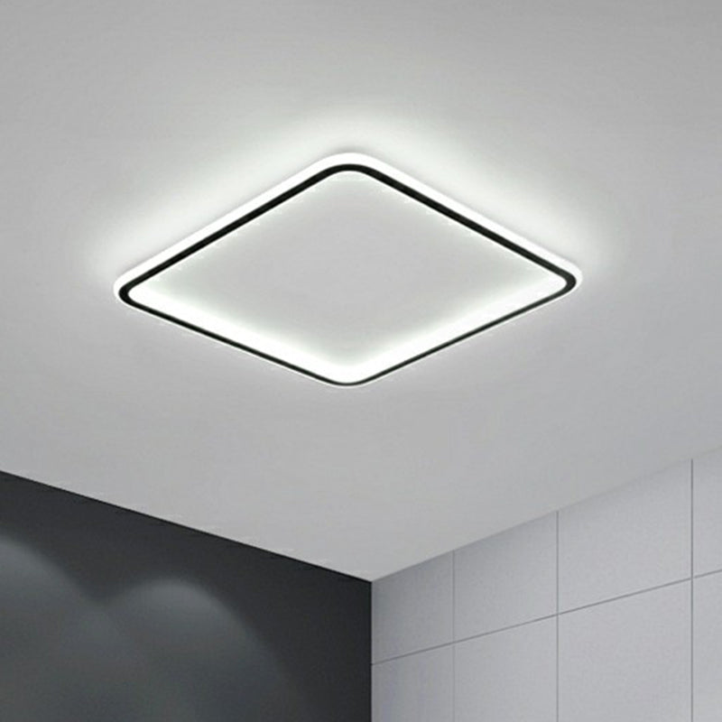 Minimalist Black Square Led Flush Ceiling Lamp - Ultrathin Acrylic Bedroom Light Fixture / 16’ White