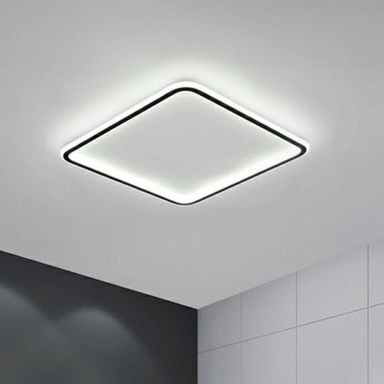 Minimalist Black Square Led Flush Ceiling Lamp - Ultrathin Acrylic Bedroom Light Fixture / 16’ White