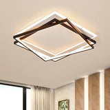 Minimalist Acrylic Led Flush Mount Light: Stacked Square Design In Black For Bedroom