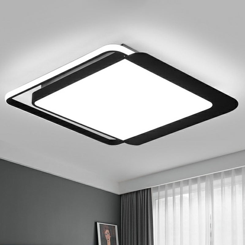 Plafonnier LED carré noir avec abat-jour en acrylique - Plafonnier encastré minimaliste