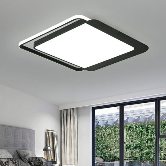 Plafonnier LED carré noir avec abat-jour en acrylique - Plafonnier encastré minimaliste