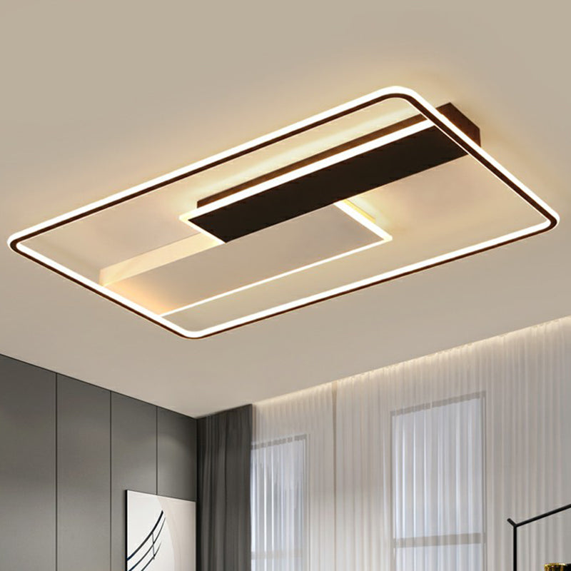 Minimalistic Black - White Metal Flushmount Led Ceiling Light