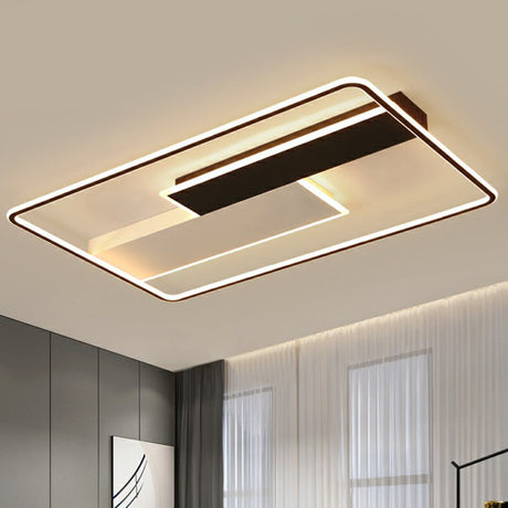 Minimalistic Black-White Metal Flushmount Led Ceiling Light