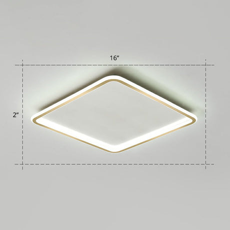 Minimalistic Gold Led Ceiling Light For Bedroom - Ultrathin Aluminum Flush Mount Fixture / 16 White
