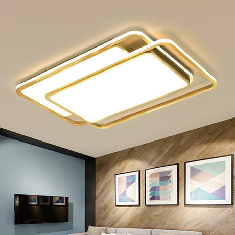 Acrylic Led Flush Ceiling Light - Contemporary Gold Flush-Mount Fixture For Living Room