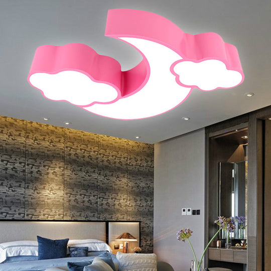 Acrylic Cloud And Moon Nursery Ceiling Light Fixture For Kindergarten Nursing Room