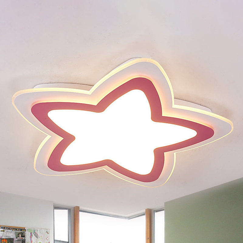 Modern Slim Star Panel Ceiling Light For Study Room - Acrylic Flush Mount Lamp Pink / White