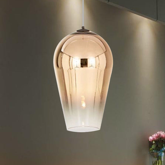 7/8’ Wide Cannon Pendant Light - Modern Glass 1 Chrome/Gold/Rose Gold Hanging Fixture