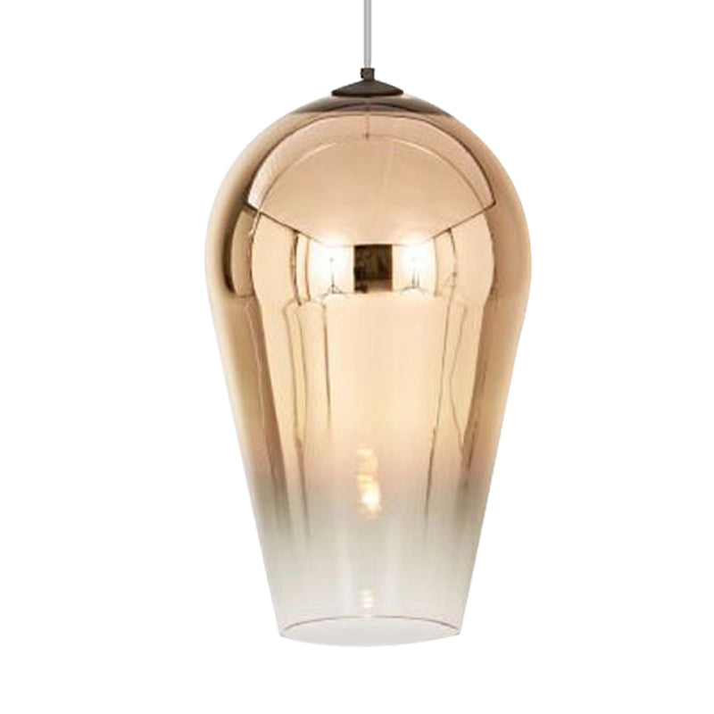 7/8’ Wide Cannon Pendant Light - Modern Glass 1 Chrome/Gold/Rose Gold Hanging Fixture