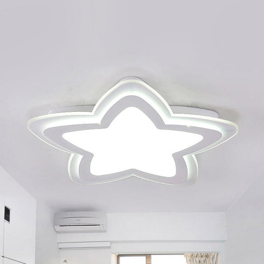 Star-Shaped Acrylic Flush Mount Light For Childs Bedroom With Simple White Style