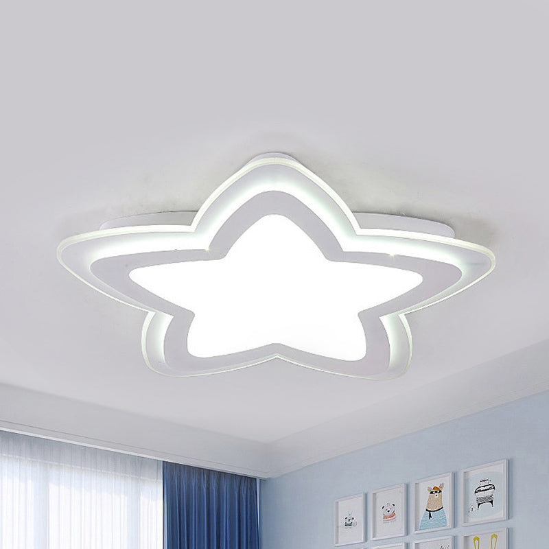 Star-Shaped Acrylic Flush Mount Light For Childs Bedroom With Simple White Style