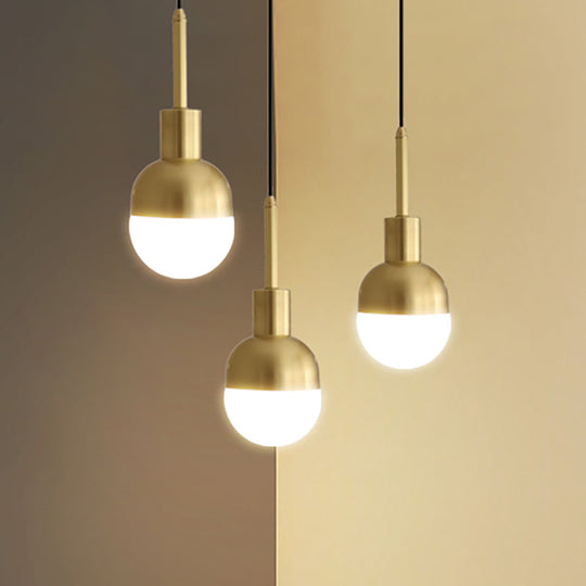 Gold Milk Glass Ball Pendant Lamp: Modernist 1-Light Ceiling Fixture For Living Room